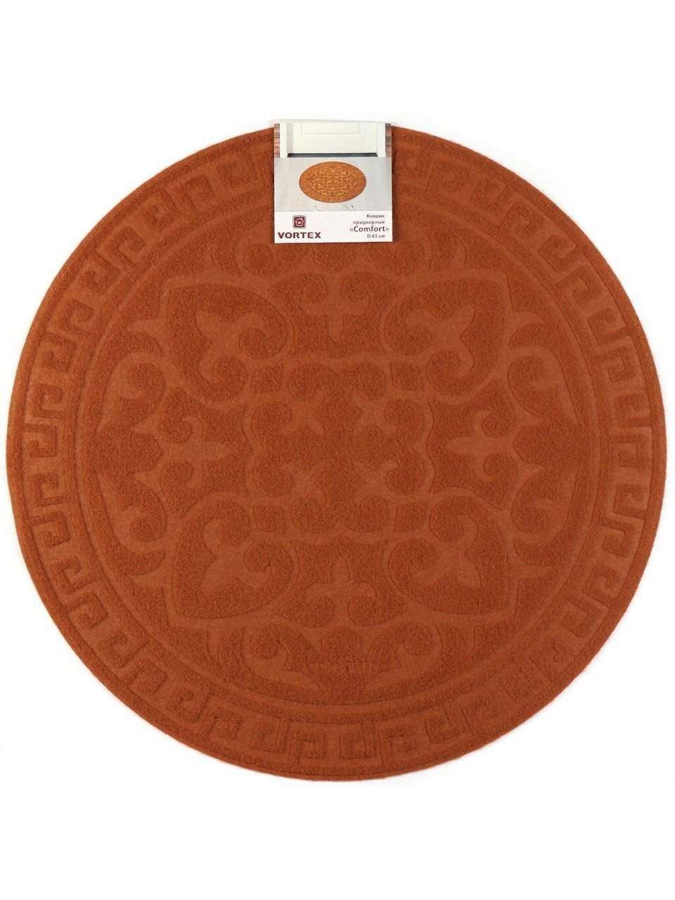 Коврик придверный, 65х65 см, круглый, D 65 см, Comfort, Vortex, 22388