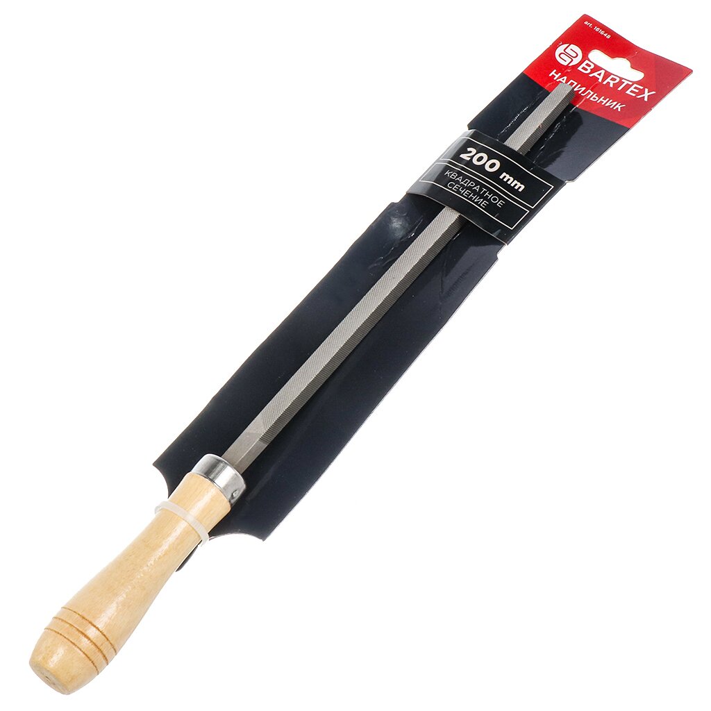 Напильник квадратный, 200 мм, №2, деревянная ручка, Bartex, 12002 напильник плоский 150 мм 2 пластиковая ручка bartex 12018