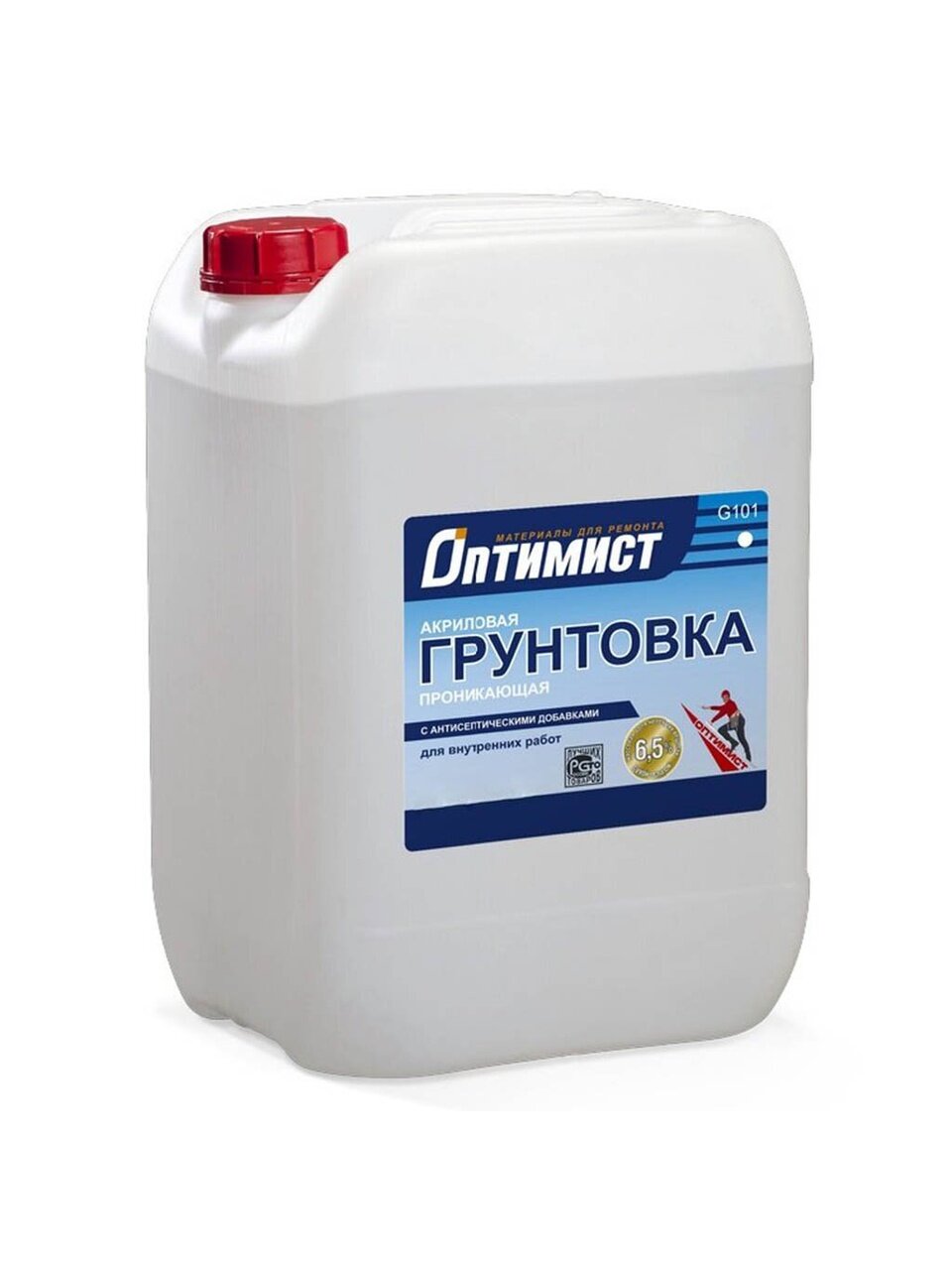 Грунтовка водно-дисперсионная, акриловая, Оптимист, G101, для внутренних работ, 5 л, синяя этикетка