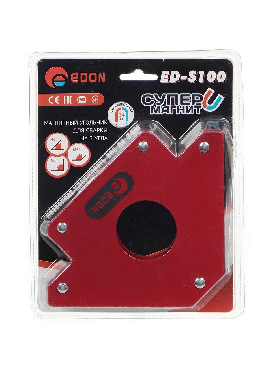 Угольник для сварки Edon, ED-S100, магнитный, 8022010103