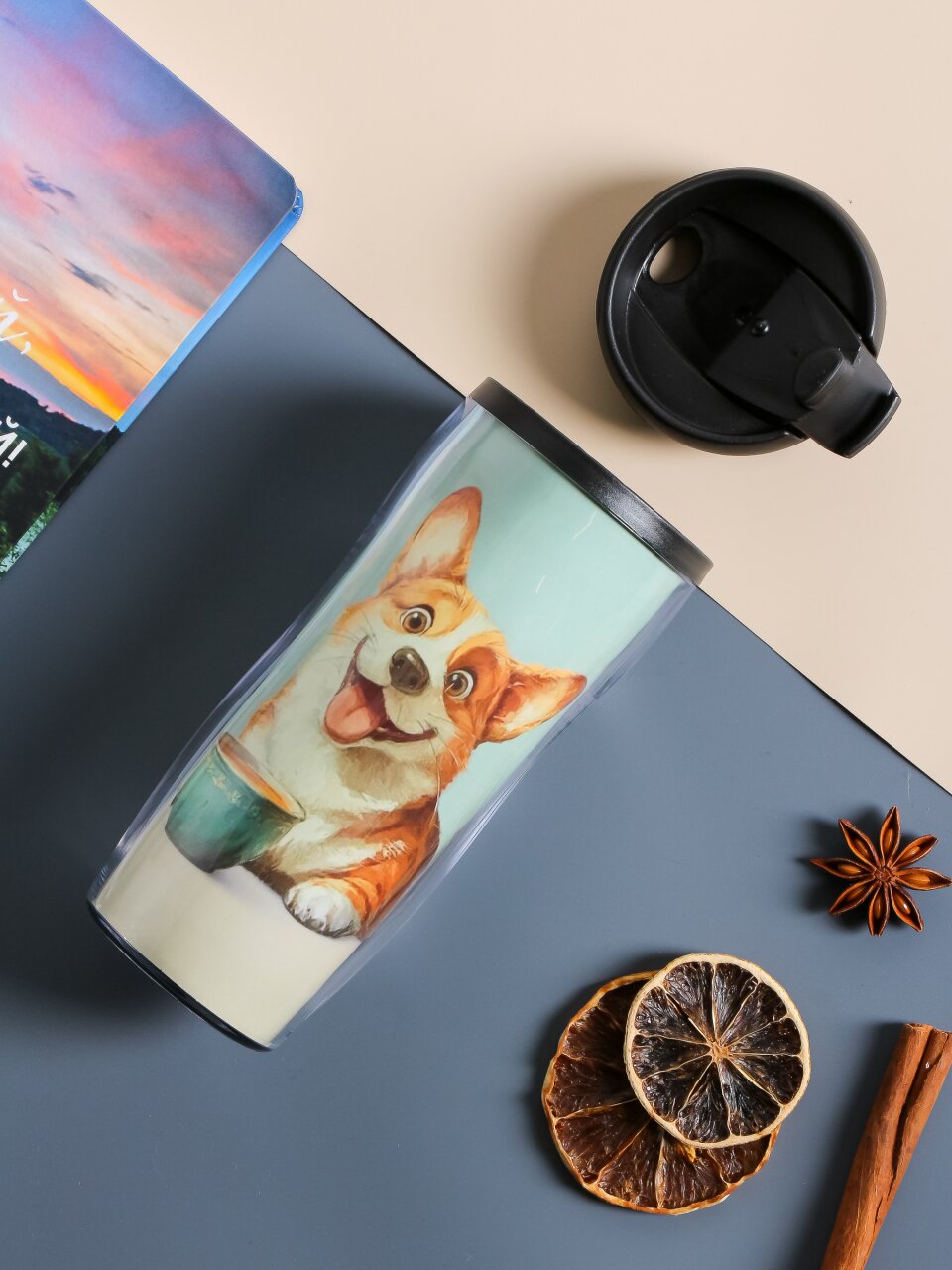 Термокружка пластик, 0.38 л, Daniks, колба пластик, YYCF001-dg