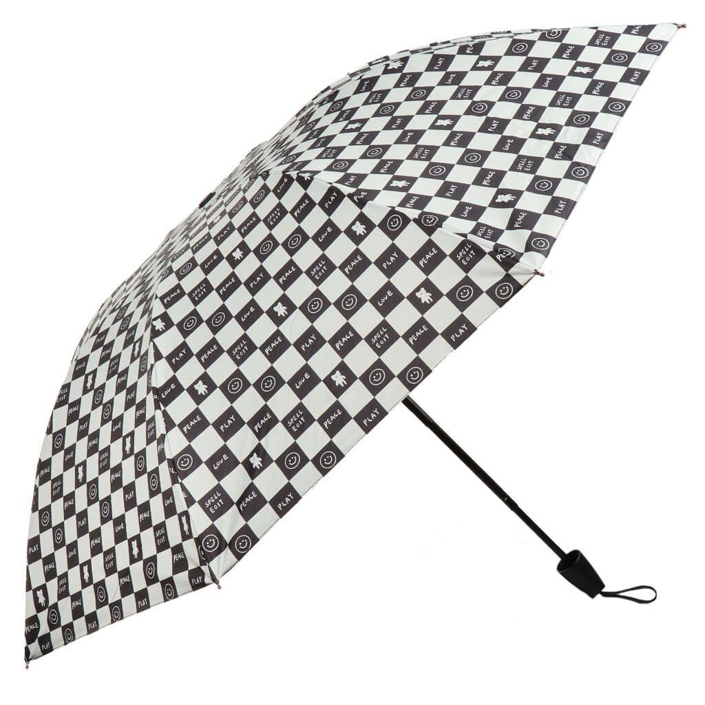 Зонт для женщин, механический, 8 спиц, 57 см, Черно-белый, TU57-4 зонт для мужчин механический 8 спиц 61 см однотонный tu61 2