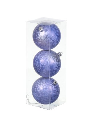 Елочный шар 3 шт, голубой, 8 см, пластик, SYQC-012168