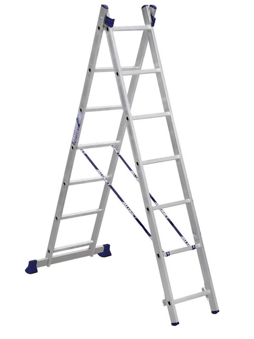 Лестница 2 секции, 7 ступеней, алюминий, 3.08 м, 150 кг, Alumet, 5207
