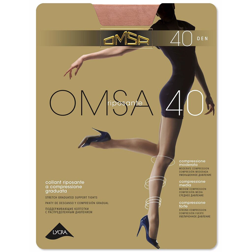 Колготки Omsa, 40 DEN, р. 4, caramello/светло-бежевые, с шортиками
