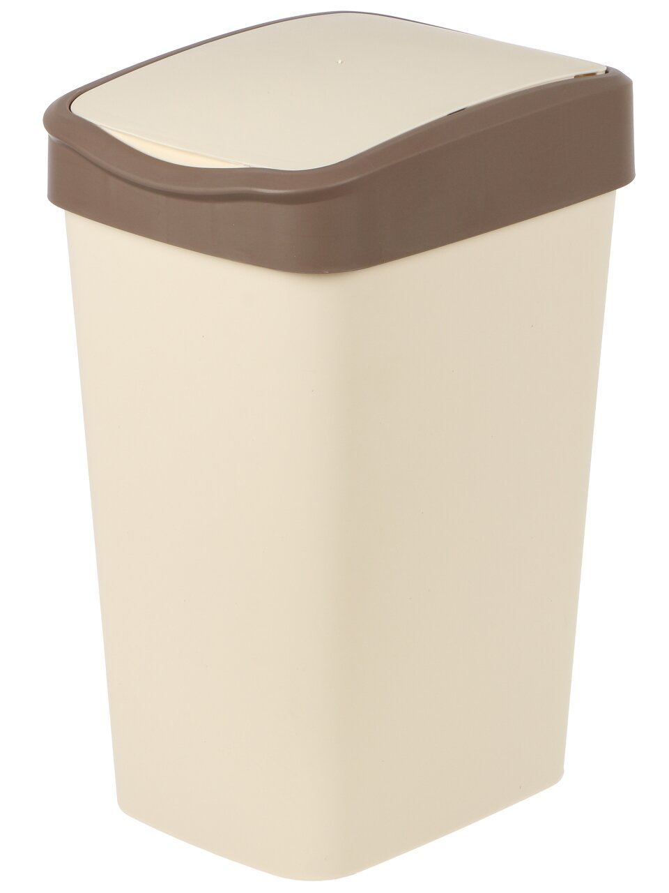 Контейнер для мусора пластик, 20 л, прямоугольный, с крышкой, слоновая кость, шоколад, Violet, Tandem, 842026