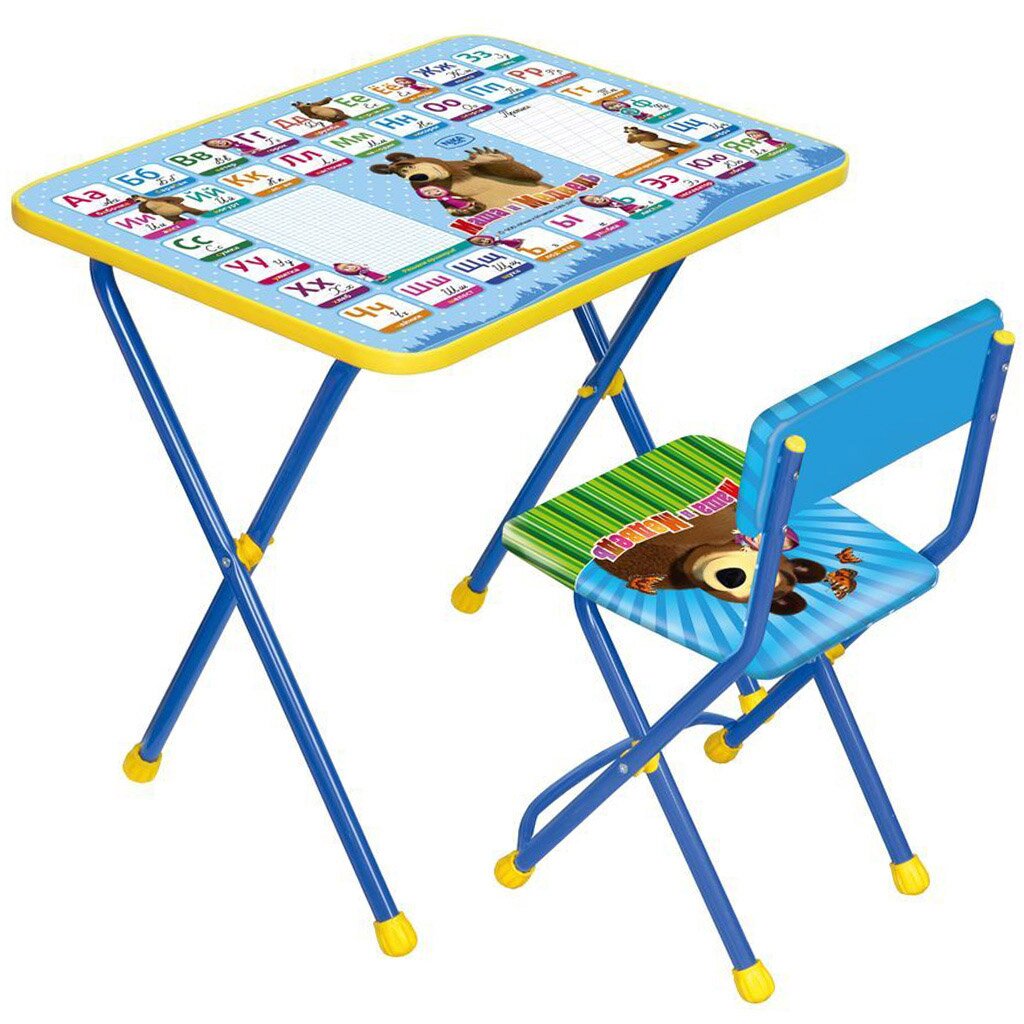 Мебель детская Nika, стол+стул, Познайка2 Азбука2: Маша и медведь, металл, пластик, КП2/2