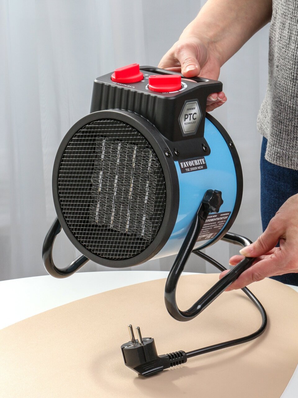 Пушка тепловая электр, Favourite, TSE 2000R NEW, 2 кВт, 158 м³/ч, керам элем, 2реж, кругл, 338102002