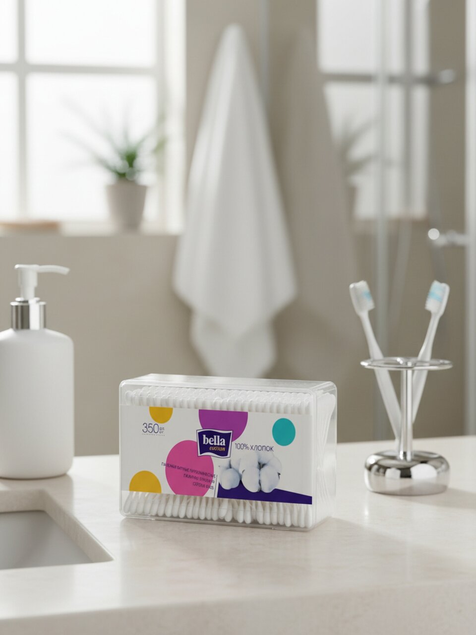 Ватные палочки 350 шт, коробка, Bella, BC-081-P350-001