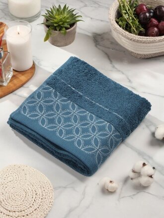 Полотенце банное 50х90 см, 100% хлопок, 550 г/м2, Фелиция, Silvano, синее, Узбекистан