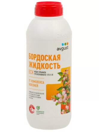 Фунгицид Бордоская жидкость, от болезней на плодовых, ягодных культур в период вегетации, 1 л, жидкость, Avgust