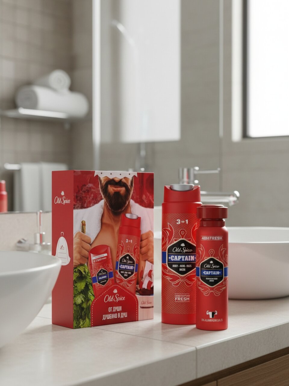 Набор подарочный для мужчин, Old Spice, Captain, дезодорант твердый 50 мл + гель для душа+шампунь 250 мл