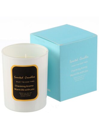 Свеча ароматическая, 9х7.5 см, в стакане, белая, Бамбуковый чай, воск, А030143