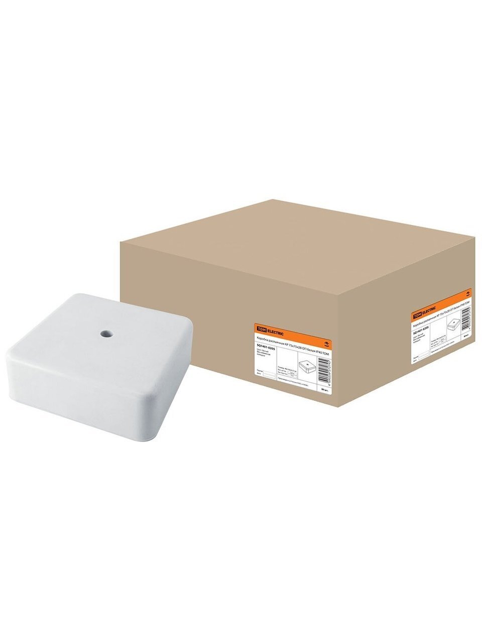 Коробка распаячная, открытая, 75х75х28 мм, TDM Electric, белая, IP40, SQ1401-0205