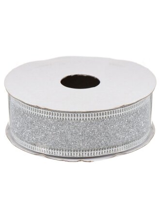 Лента декоративная полиэстер, 270х2.5 см, серебро, Y4-4223