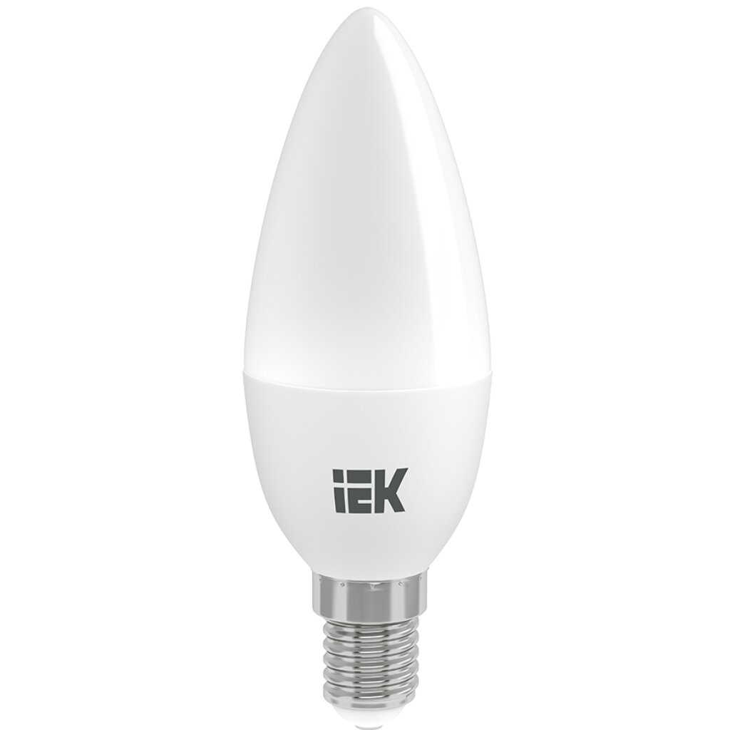 Лампа светодиодная E14, 7 Вт, 60 Вт, 230 В, свеча, 3000 К, свет теплый белый, IEK, C35, LED лампа светодиодная e14 7 вт 60 вт 220 в свеча 3000 к свет теплый белый ergolux