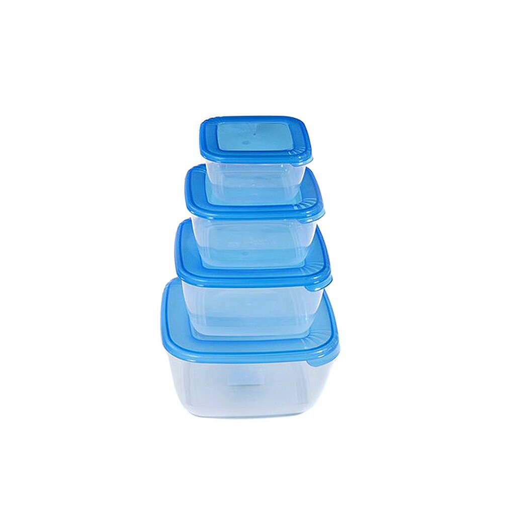 Контейнер пищевой пластик, 0.46, 0.95, 1.5, 2.5 л, 10 см, 4 шт, Полимербыт, Лайт, 4354600 контейнер пластик 1 6 л прямоугольный для свч и заморозки умничка пастель mpu8157