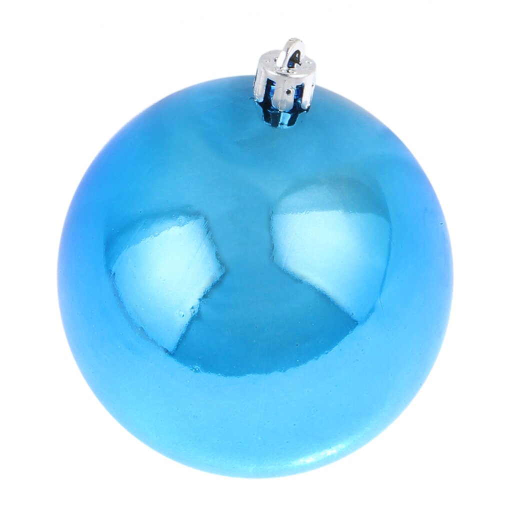 Елочный шар Snowmen, Блестки, 4 шт, синий, 10 см, пластик, в пакете, ЕК0040