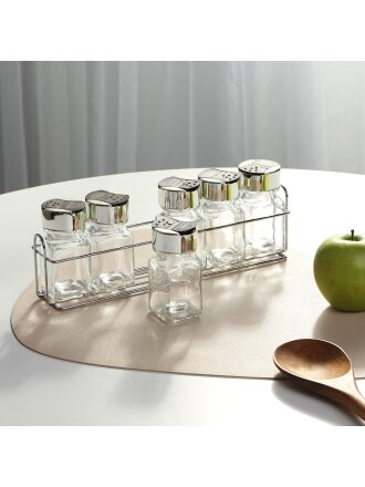 Набор для специй стекло, металл, 9.6 см, 6 шт, с подставкой, бесцветный, Daniks, S023/6R