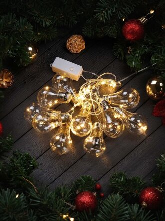 Гирлянда 50 ламп, 5 м, 1 режим, Лампочки, теплый белый свет, прозрачная, в помещении, сетевая, LED, Y4-7533