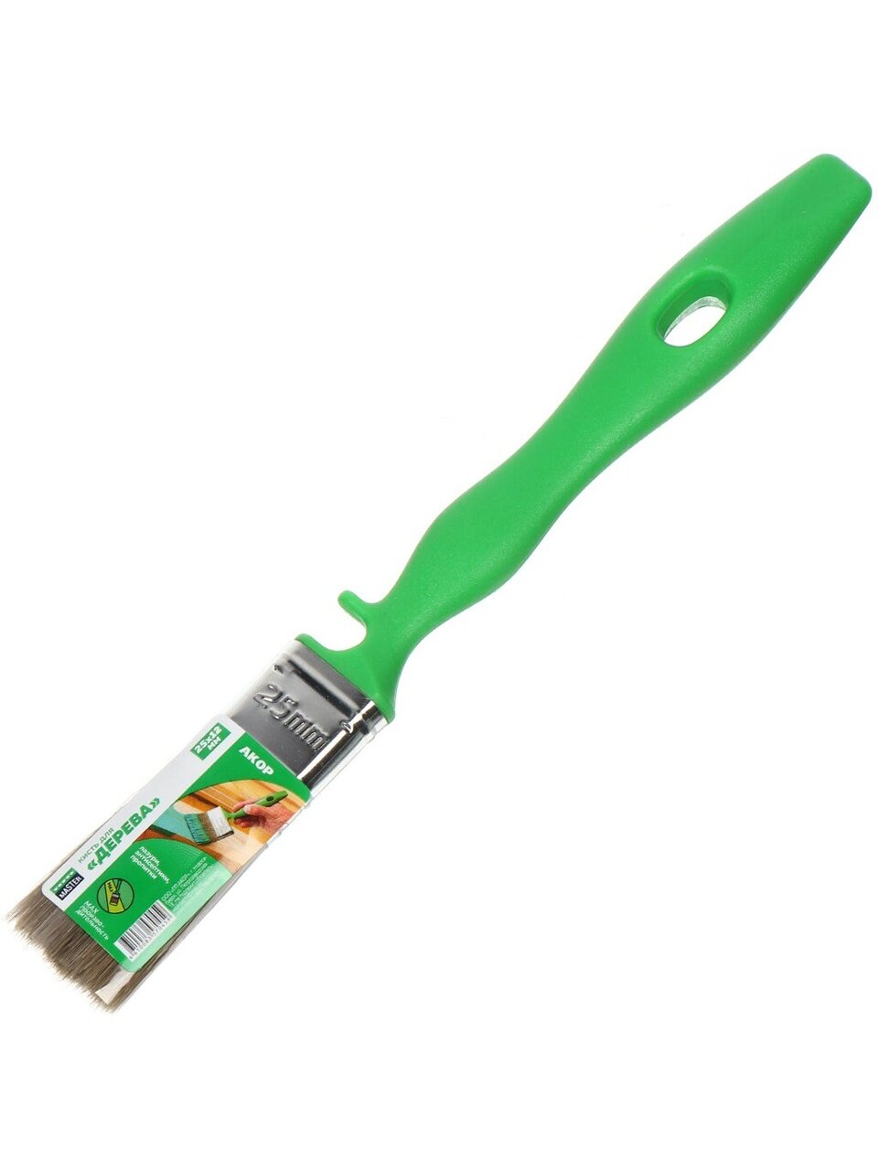 Кисть плоская, Акор, Работы по дереву, Мастер, 12х25 мм, смешанная щетина, 51 мм, рукоятка пластик, 174 12 025