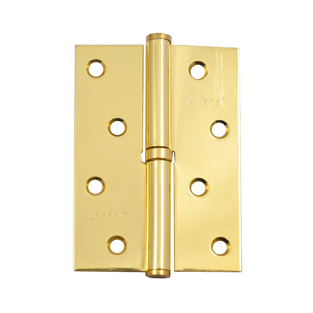 Петля для деревянных дверей, Avers, 100х75х2.5 мм, правая, 5-B-G-R, 30707, с подшипником, золото петля врезная для деревянных дверей с подшипником apecs 100х70х3 мм правая b gm r 13691 матовое золото