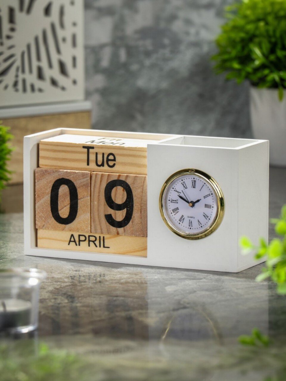 Часы настольные, 20х10х6.5 см, с календарем, Y4-6842