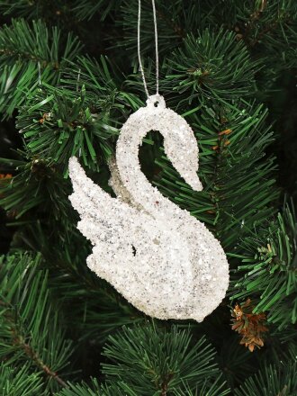 Елочное украшение Лебедь, прозрачное, 10х7 см, SYYKLA-182263