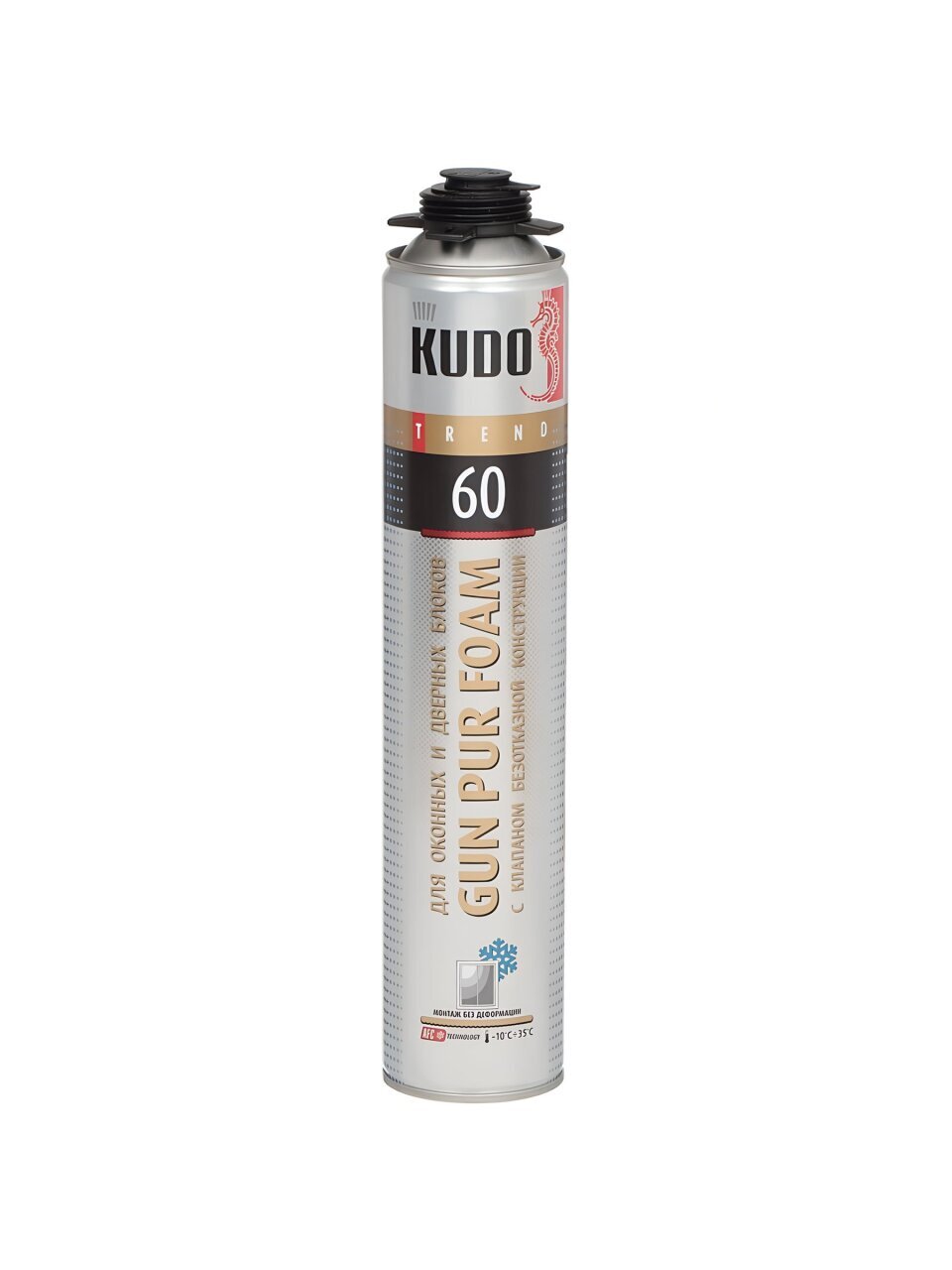 Пена монтажная KUDO, Trend 60 Window Winter, профессиональная, 60 л, 1 л, зимняя, KUPTW10W60