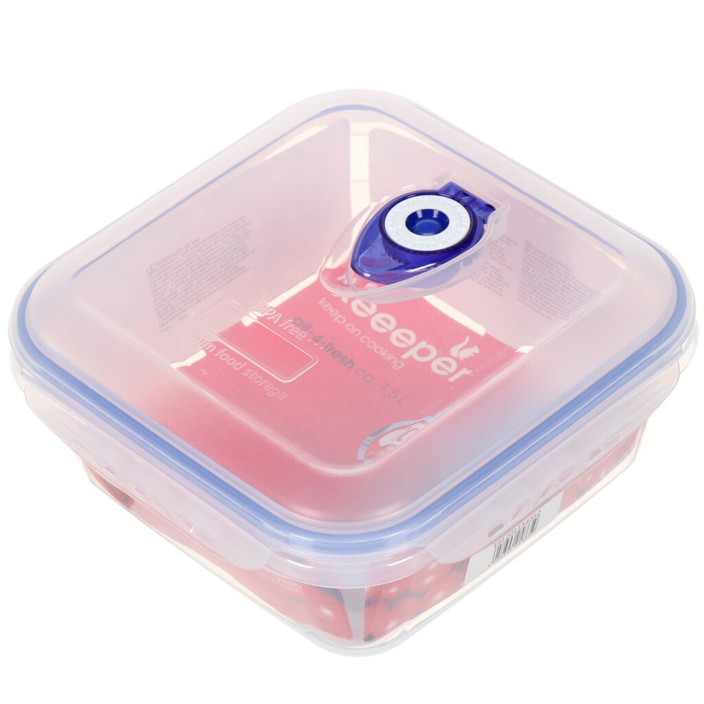 Контейнер пищевой пластик, 1.5 л, квадратный, с силиконовым кольцом, 14 352 607 000