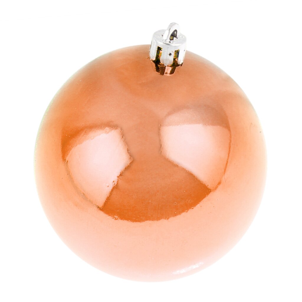Елочный шар Snowmen, 6 шт, оранжевый, 8 см, блестящий, ЕК0284