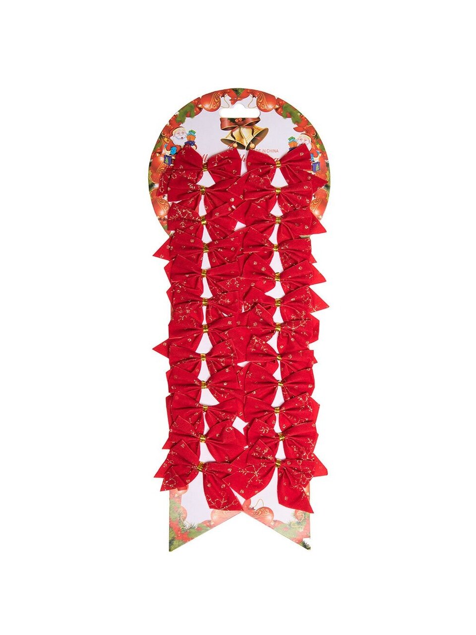 Набор елочных украшений Банты, 24 шт, красный, 6х5.5 см, текстиль, SYHDJ-341962A