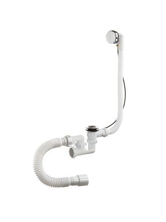 Сифон для ванны, 40х40/50, с выпуском, с переливом, круглый перелив, полуавтомат, Orio, А-27089