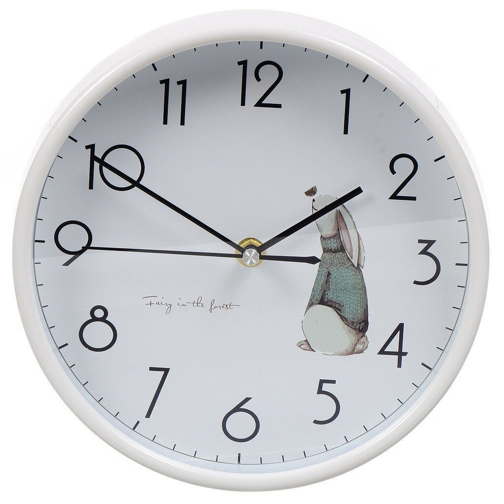 Часы настенные, 21х22х4 см, круглые, пластик, Зайка, Y4-5206 часы настенные 30х30х4 5 см круглые пластик черные мрамор y4 5202