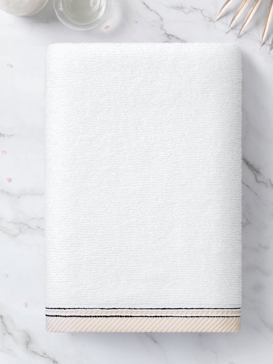 Полотенце банное 50х90 см, 100% хлопок, 420 г/м2, Fjord, Verossa, белый/бордюр, Россия