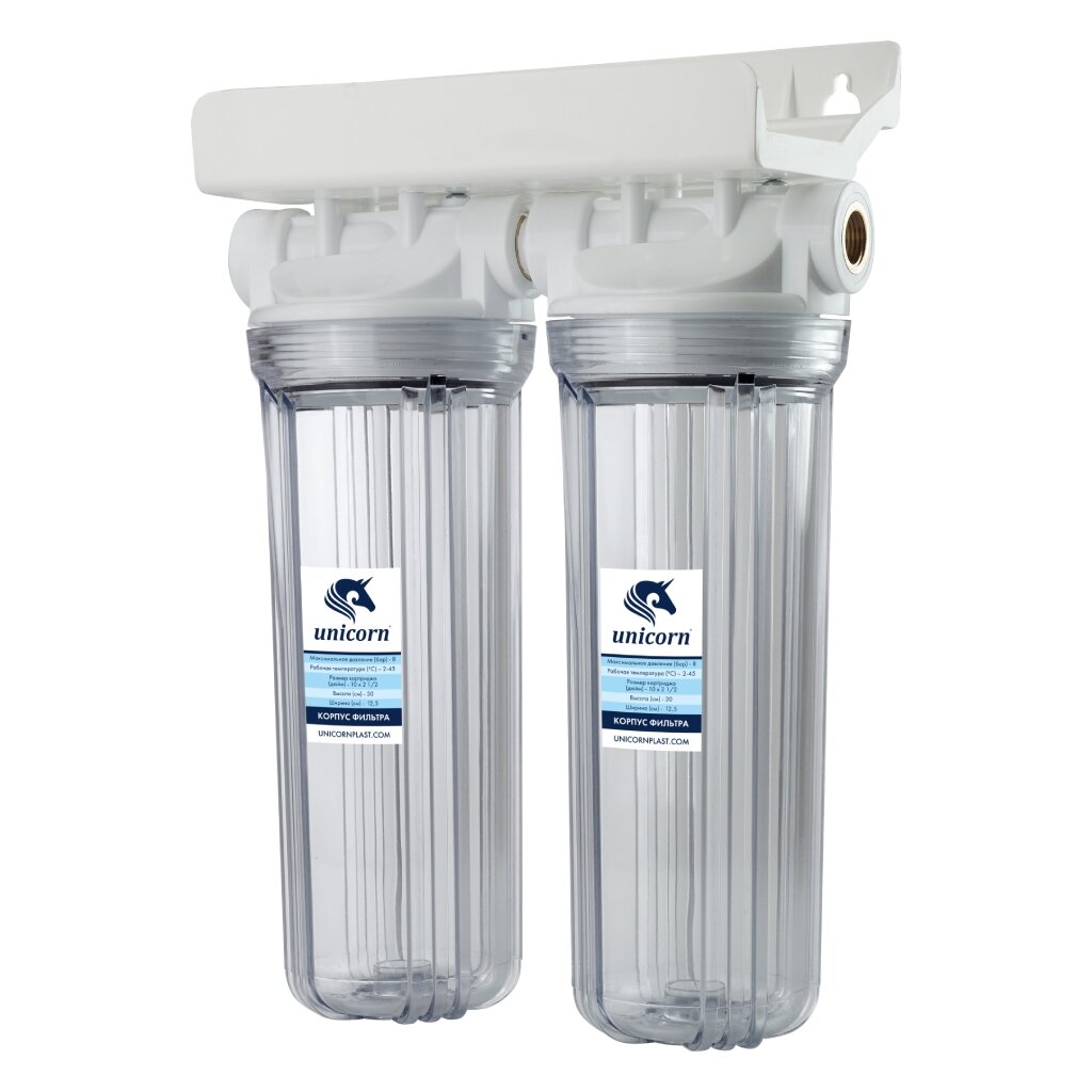 Колба фильтра для воды Unicorn, Slim Line 10, 1/2", двойные, FH2P 1/2 DUO