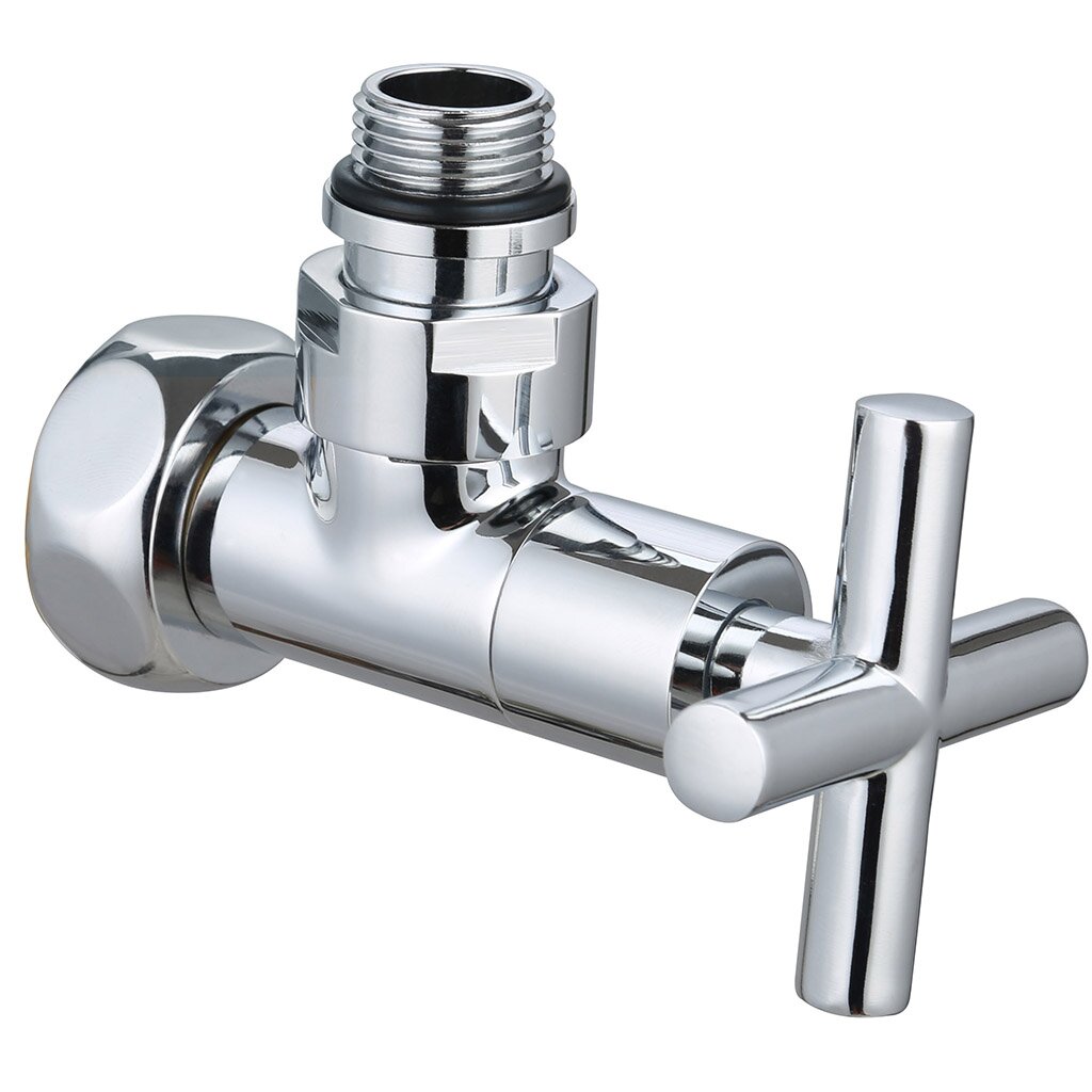 Кран для полотенцесушителя, 3/4"х1/2", угловой, ручка-крест, хром, 2 шт, Gappo