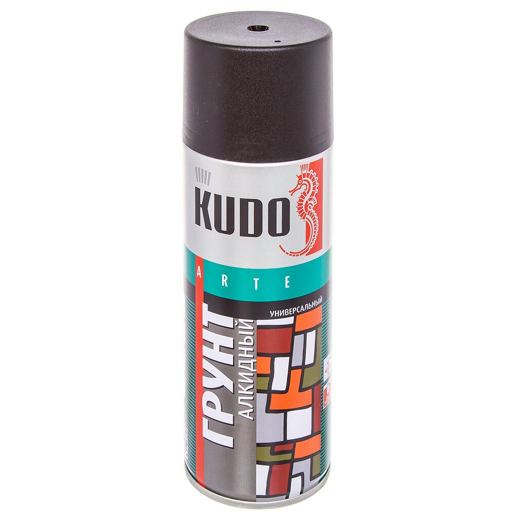 Грунтовка аэрозольная, алкидная, KUDO, для внутренних и наружных работ, черная, 0.52 л, KU-2003 краска аэрозольная kudo для замши коричневый 0 4 л