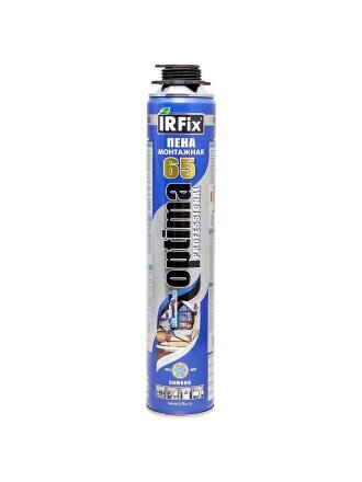 Пена монтажная Irfix, Optima, профессиональная, 65 л, 800 мл, применение от -20 +30 градусов, 10022