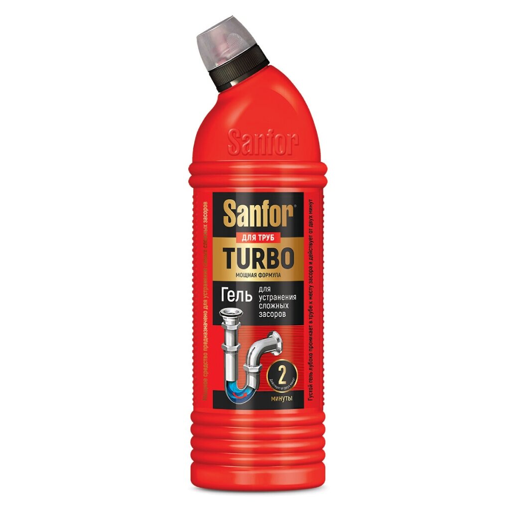 Чистящее средство для труб, Sanfor, Turbo, гель, 750 г спираль для прочистки труб voll
