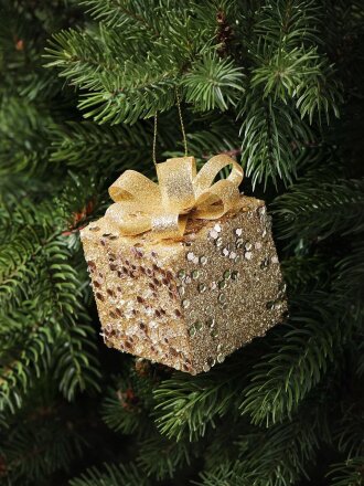 Набор елочных украшений Подарки, 3 шт, золото, 6 см, Y4-9495