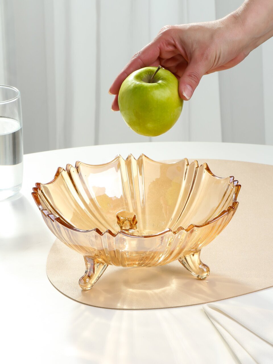 Ваза для фруктов, стекло, на ножке, 9.5х23 см, Медовый вальс, A050010