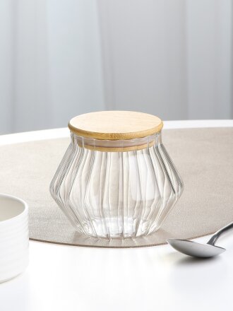 Банка для сыпучих продуктов, стекло, 0.5 л, с крышкой, Daniks, Бонн, Y4-11006