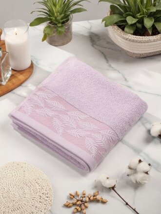 Полотенце банное 50х90 см, 100% хлопок, 500 г/м2, Перо, Silvano, лавандовое, Узбекистан