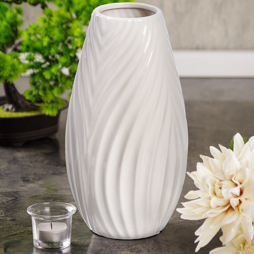 Ваза керамика, настольная, 28х8 см, Бонн, Y4-7255, белая ваза керамика настольная 15 см гифт y4 4672 белая