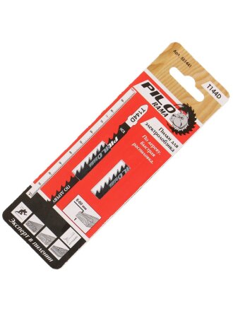 Пилка для лобзика по дереву, 100х75 мм, 2 шт, 6 зубьев на дюйм, h=8-60 мм, быстрый распил, T144D, 551441