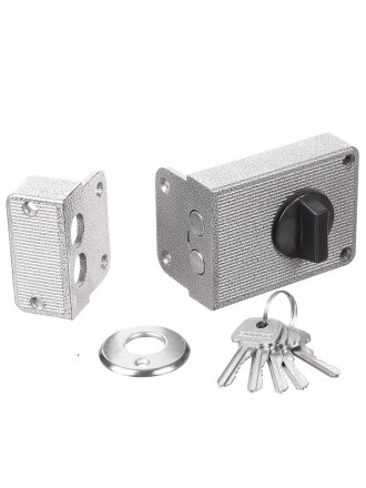 Замок накладной дверной, Аллюр, ЗН 1-3А, 1 577, коробка, цилиндр, 5 ключей, универсальный, серый