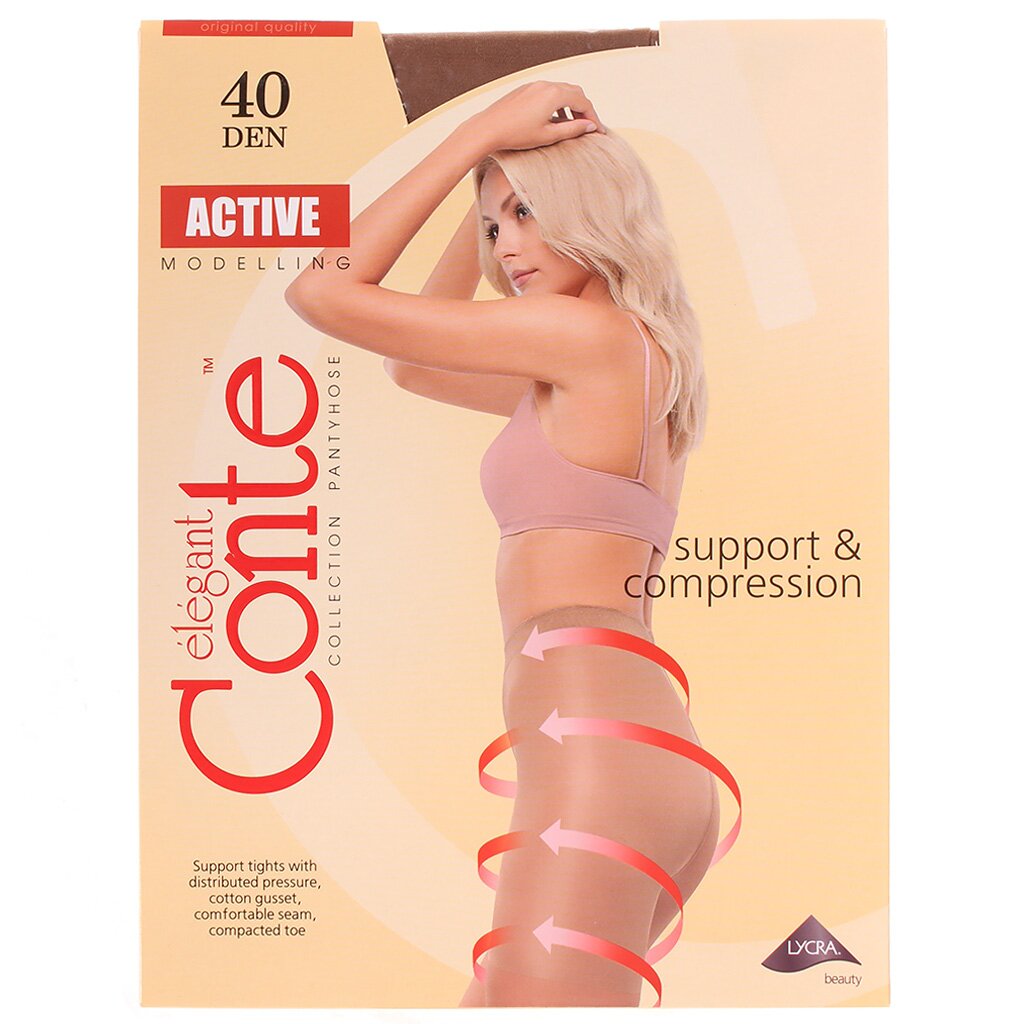 Колготки Conte, Active, 40 DEN, р. 6, bronz/оттенок загара, шортики утягивающие