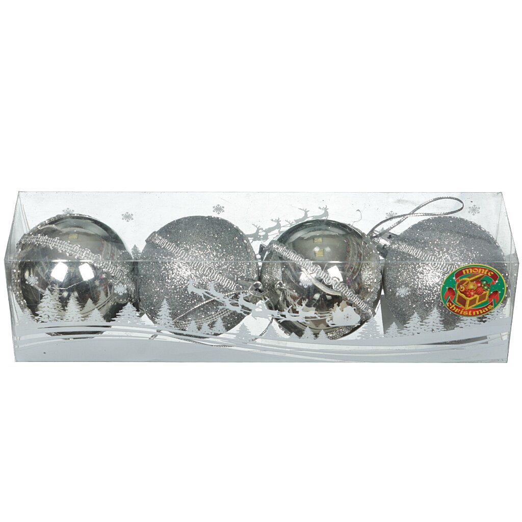 Елочный шар Monte Christmas, Тесьма, 4 шт, белый, 5 см, N6380445