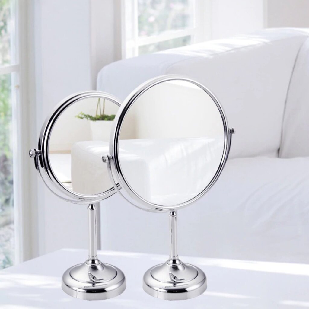 зеркало косметическое настольное two dolfins увеличительное 17 см Зеркало настольное, на подставке, круглое, с увеличением, 8